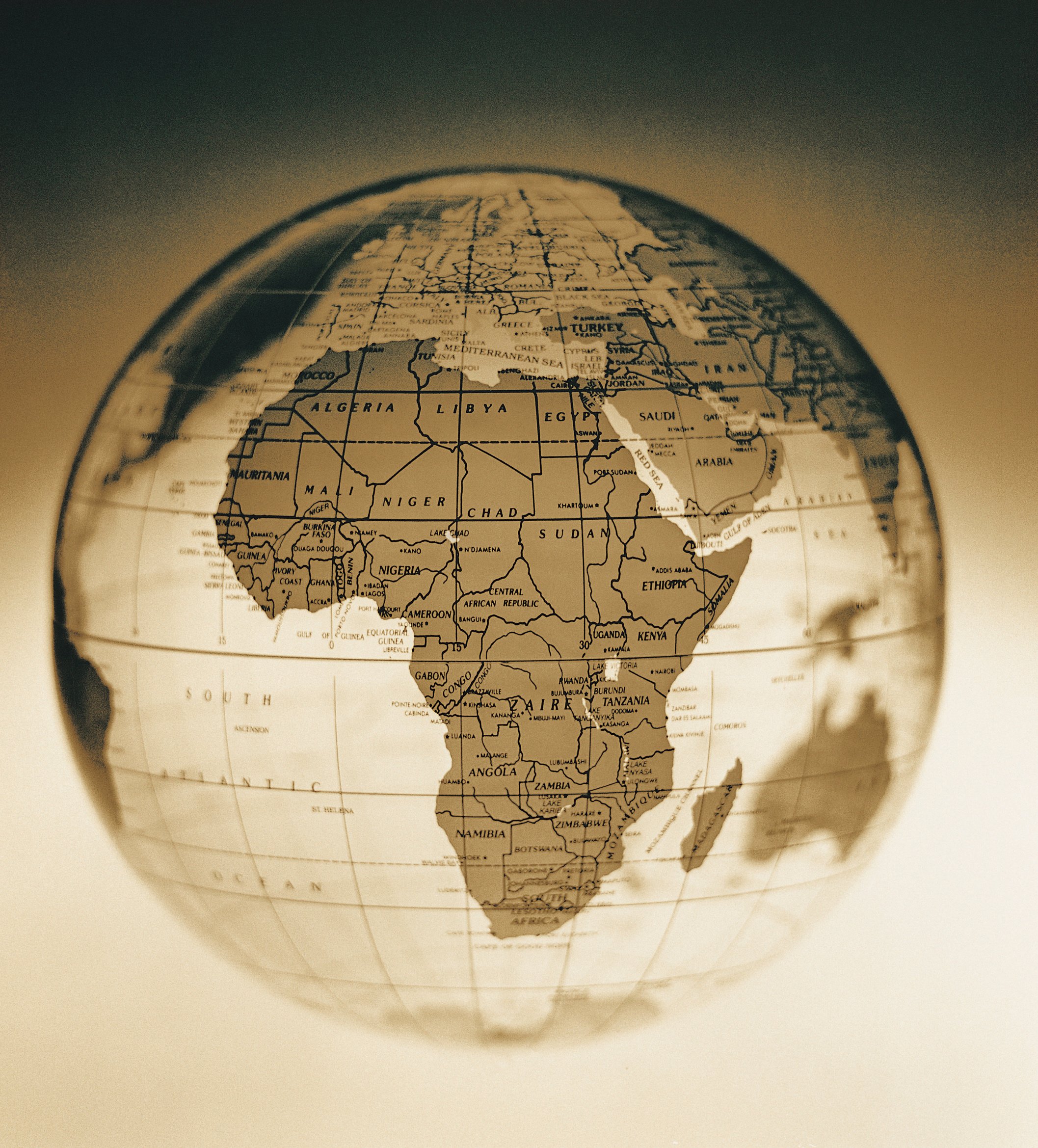 Africa on antique looking globe